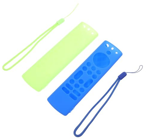 HAWILLOSCH 2pcs Silicone Remote Protector Case for Stick Non-slip Cover Sleeve in Fluorescent Green and Blue Anti-scratch Tv Remote Control Accessory