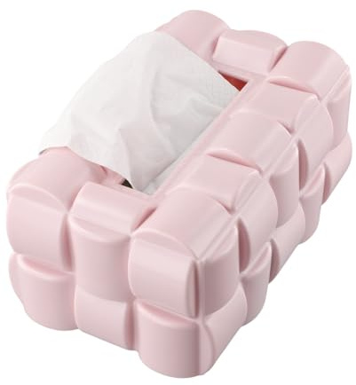 NbgrvB Boîte à mouchoirs gaufrée pour salle de bain, cuisine, bureau - Matériau PET - 23,2 x 14,7 x 11 cm - Base antidérapante - Design texturé moderne - Rose et rose