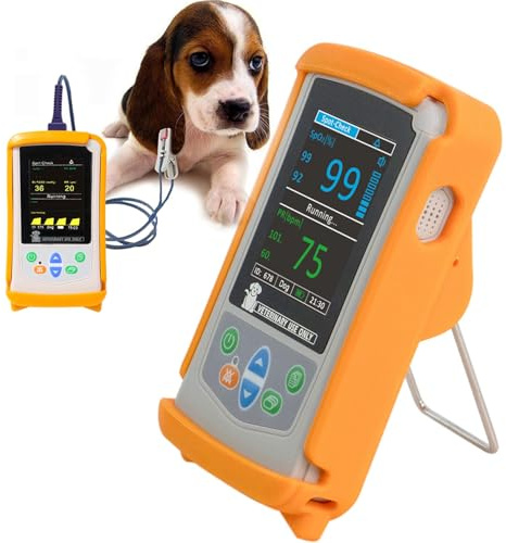 Veterinary Pulse Oximeter with Ear Tongue Sensor, SpO2 and Pulse Rate Monitor for Cats, Dogs, and Pets in Hospital Settings