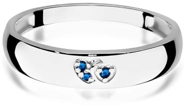 GREMARI Herzring Damen 585 Weißgold mit Blauen Zirkonia – Eleganter Goldring – Verlobungsring – Romantisches Geschenk für Freundin Ehefrau
