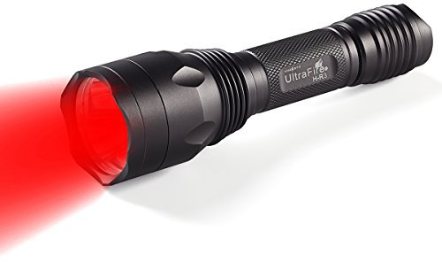 Ultrafire Linternas LED Luz Roja Linterna Caza H-R3,283 Lumens Linterna Tactica Profesional 630 nm de Longitud de onda,Linternas Potentes IPX-6 Impermeable