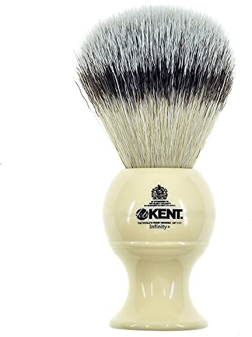 Kent Infinity Plus Shaving Brush with Ultra-Soft Silvertext Synthetic Badger Brush - Perfect Lather and Shaving Brush made for Shave Cream and Shaving Soap - Kent Luxury Shaving Since 1777
