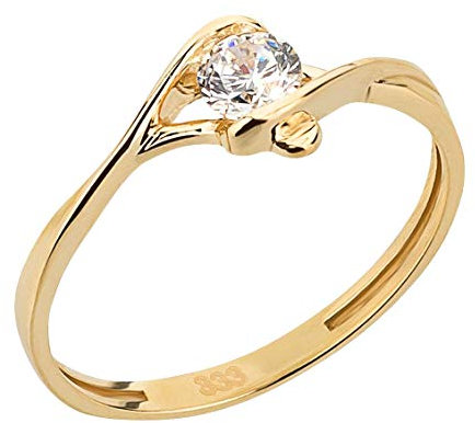 Ardeo Aurum Damenring aus 333 Gold Gelbgold mit Zirkonia im Brillant-Schliff Spannfassung Verlobungsring Solitär-Ring