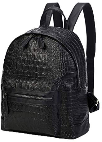 YX Herren Damen Rucksack PU Leder Wasserdicht Rucksack College-Stil Mädchen Schultasche Einfach Mode Daypacks Casual Outdoor Backpack Schulrucksack Kroko (schwarz)