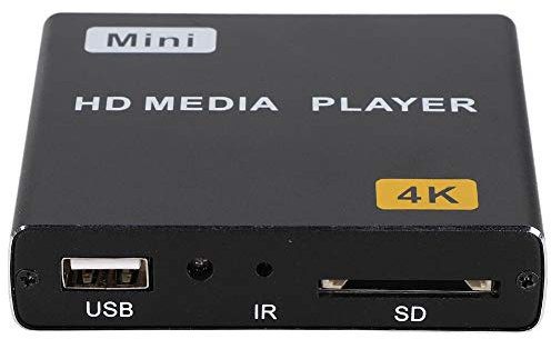 Lecteur Multimédia Numérique, 4K Full-HD Lecteur Vidéo Musique Numérique Maison Sortie HDMI/AV USB S/SPDIF Lecteur de Multimédia Support Carte TF avec Télécommande, 100-240V.(EU)