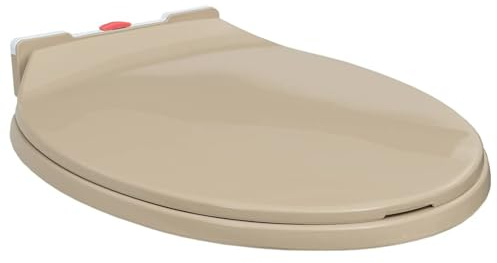 Gecheer Toilettensitz mit Absenkautomatik Softclose Quick-Release WC Sitz Deckel Klodeckel Klositz Klobrille Toilettendeckel Beige Oval Mit Gummipads an der Unterseite,46 x 34 cm (L x B)