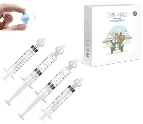 Siringa Lavaggio Nasale Bambini, Oliva Flessibile, Siringa con Beccuccio in Silicone per Lavaggi Nasali, 4 Pz