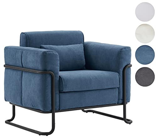 Mingone Sofa Sessel Modern Design TV Sessel Wohnzimmer Couch Einzelsofa Loungesessel Leinen Relaxsessel 1 Sitzer mit Metallbeinen bis 150kg,Blau