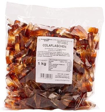 Cola-Fläschchen Fruchtgummi, 1 kg Großpackung, glutenfrei, laktosefrei