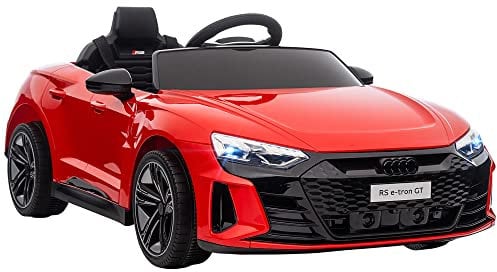 HOMCOM Audi RS e-tron GT Licensed Electric Car for Kids, 12V Battery Powered Electric Ride-on Toy with Remote Control Music, Suspension Wheels, Soft Start, for 3-5 years, Red