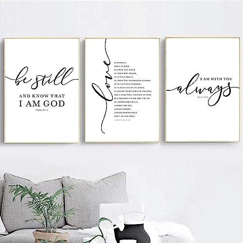 MHLCMG Leinwand Malerei Christliche Bibel Schrift Zitat Bilder Wandkunst Schwarz Weiß Poster Kunstdruck Bild Wand Wohnzimmer Schlafzimmer Dekor Kein Rahmen (3X60X80CM)