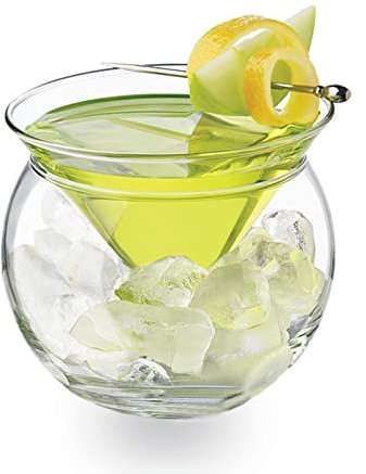 Verres à Martini sans Pied avec Refroidisseur, Ensemble de Serveur de Refroidisseur de Caviar en Verre avec Bol de Serveur, Crème Glacée, Verres à Vin sans Pied, Martini Universel, Vin,(1 * 150 ML)
