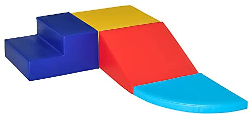 HOMCOM Softbausteine 4er-Set Schaumstoff Bausteine Riesenbausteine Bauklötze Bauspielzeug Schaumstoffblöcke für 1-3 Jahre alt Kinder Kunstleder EPE