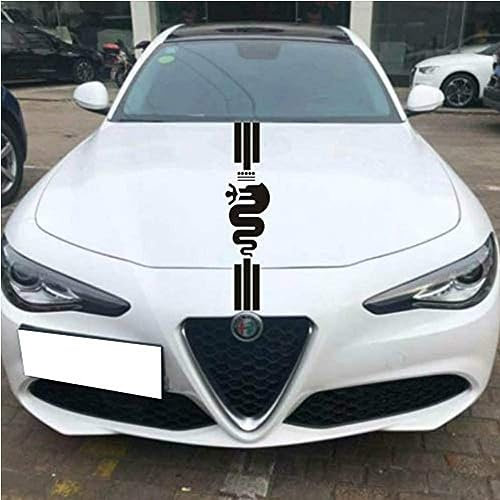 WOAFEY Auto Motorhaube Racing Stripes Grafik Aufkleber Für Alfa Romeo MiTo 147 156 159 166 Giulietta Giulia Stelvio Spider GT C4 8C Emblem Dekoration Zubehör