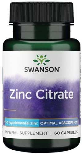 Swanson Zinc Citrate, 50mg Elemental zinc, Depot, 1 Capsule Every 2 Days, 60 Capsules, High-dose, Laboratory-Tested, Soy-Free, Gluten-Free, GMO-Free