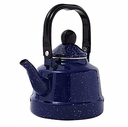 Cafetera 1.1L Cafetera de Esmalte Y Engrosada con Mango Horno Electromagnético Hervidor de Agua Universal para Estufa de Gas/Azul/1,1 Litros