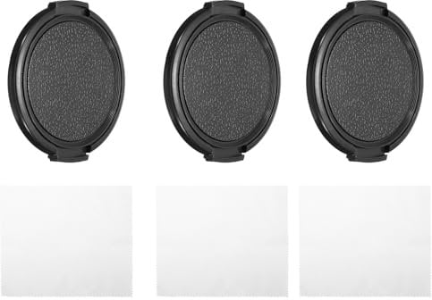 PATIKIL 55mm Lens Cap, 3 Pack Sides Pinch Snap Camera Lens Cover for Front Lens with Cloth, Suitable for 55mm Thread Universal DSLR Lenses for Nikon, for Fujifilm, for Pentax, for Leica