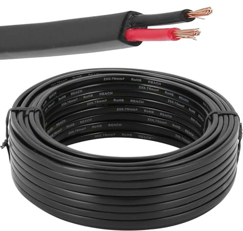 ETUKER Cavo per Veicolo 2 Poli 20M Cavo Elettrico per Rimorchio,Cavo a 2x0.75mm² Piatto Adatto per Rimorchi