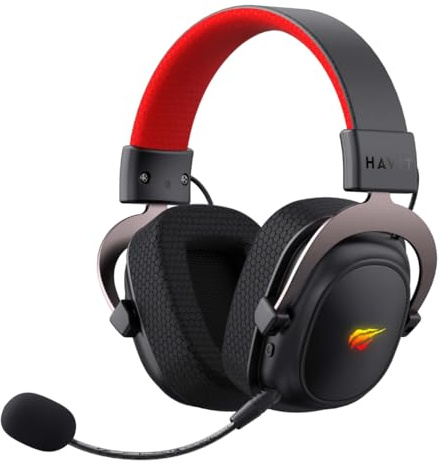 HAVIT Gamenote H2002BG - Auriculares inalámbricos para videojuegos (sonido envolvente 7.1, conector de 3 modos, con micrófono, RGB)