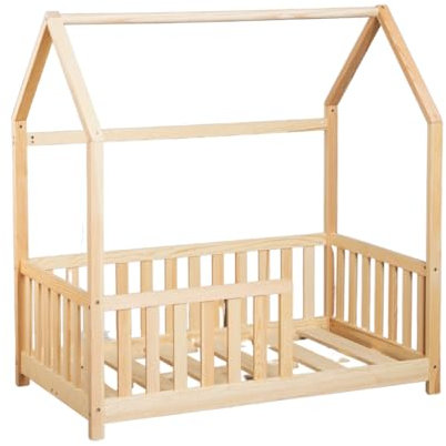 Buxibo Kinderbett - Kleinkinderbett aus Holz - Hausbett 70x120cm