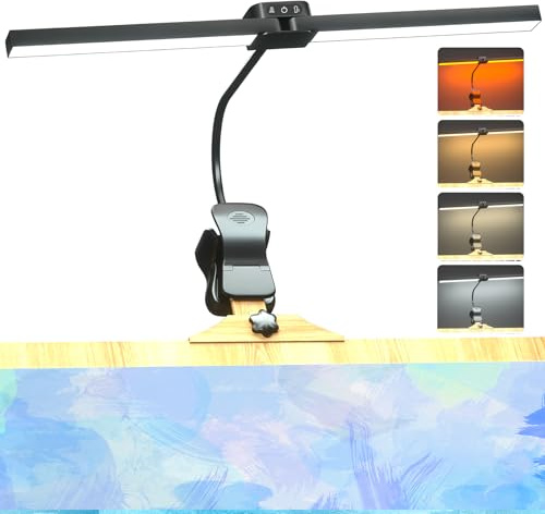Lamptobe Klemmbare LED Staffelei-leuchte Wiederaufladbare LED Lampe Staffelei, 64 LEDs 4 Farben & 3 Helligkeiten, Kabellose Easel Light für Künstler, Zeichnen Touch-Control