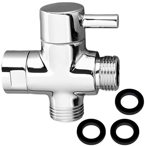 3 Wege Umschaltventil G 1/2 Zoll Ventil, 20mm Umschaltventil Dusche G 1/2, Wasserhahn Adapter Messing, Brause Adapter Umstellventil Dusche für Handbrause, Chrom Poliert