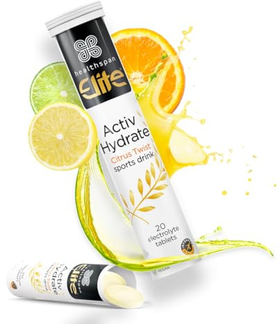 Healthspan Elite Electrolyte Tablet - Zero Sugar with Essential Minerals & Electrolytes - Citrus Twist Flavour - Boost Hydration, Performance & Wellness - All Blacks Official Partner - 40 Tablets