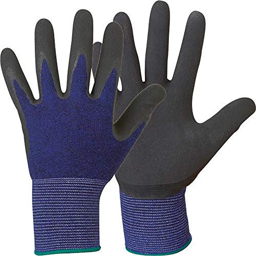 12 Paar Latex beschichtete Handschuhe Stronghand *SCOTT* blau/schwarz - angenehm leichter Kälteschutz