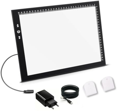 HSK A4 LED Artist tracing Light Box Copy Table, Adjustable High Brightness Light Pad for Tatto Drawing, Sketching, Animation,Diamond Painting Accessories