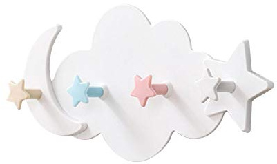 Attaccapanni da parete, multifunzione, a prova di umidità, creativi, a forma di nuvola con stelle e luna, decorazione da parete senza chiodi