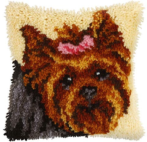 Orchidea Latch Hook Kit: Cushion: Yorkie, Multi, 25.5cm x 25.5cm