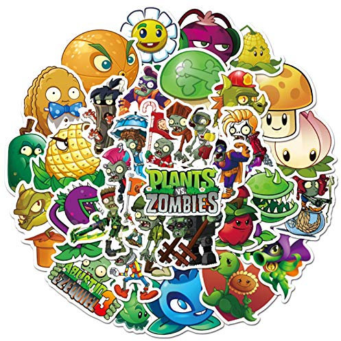 Plants vs. Zombies Stickers Cute Cartoon Game Comics Vinyl Waterproof Stickers Kids Room Decor Sticker (Plants vs. Zombies)