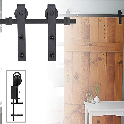Aufun Schiebetürsystem 183 cm, Schiebetürbeschlag für Holzschiebetüren | Laufschienen-Set, max Belastung 130 kg, Aufhängbarer Gleitschienen Beschlag für Hängeschiebetüren Schiebetürbeschlagset