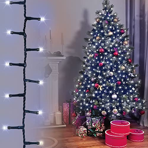 ANSIO® Christmas Tree Lights 750 LED 18.7m/61ft - Cool White Cluster Compact Lights for Indoor & Outdoor Decorations Fairy Lights with Timer for Xmas Garden & Party | Mains Powered Green Cable