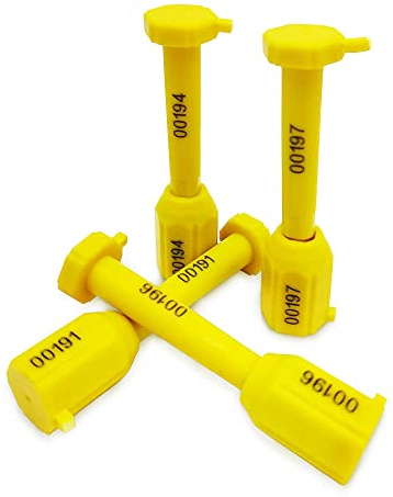 DOJA BARCELONA | Seals for Container | Pack 10 | Heavy Duty High Security Bolt Seal | Consecutively Numbered Lock with Plastic Covers | Door Hardware Locks for Shipping Containers, Train Wagons