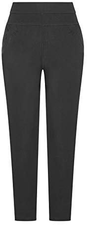 Kendindza Damen Thermo-Hose gefüttert mit Innen-Fleece Blickdicht (Schwarz | Muster: Spitze & Strasssteine, M)
