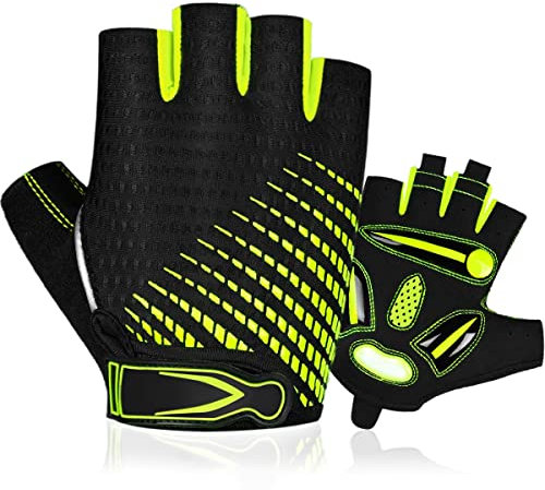 BTNEEU Fingerlose Fahrradhandschuhe mit Gel Halbfinger Radsport Handschuhe für Damen und Herren, Atmungsaktiv Rutschfestes Rennrad Handschuhe Männer für Mountainbike Training Fitness Sport