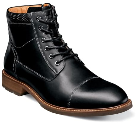 Florsheim Mens Chalet Cap Toe Boots Black Crazy Horse 9.5 Medium