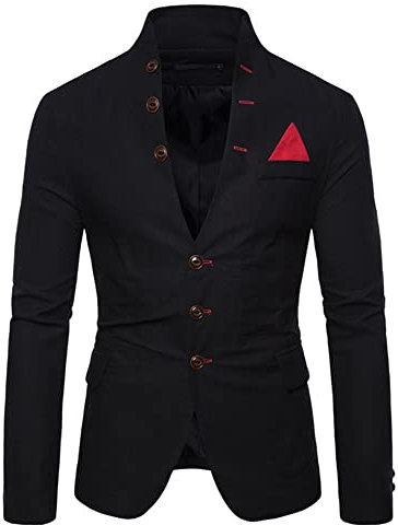 Pajiay Jacke Herren Slim Fit Medieval Stehkragen Anzüge Herren Vintage Langarm Lassig Übergangsjacke Herren Bankett Leistung Einfarbig Mode Gotisch Jacke Herren