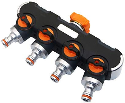 Connecteur coudé pour robinet de jardin 4 voies en métal pour tuyau d'arrosage goutte à goutte en plastique