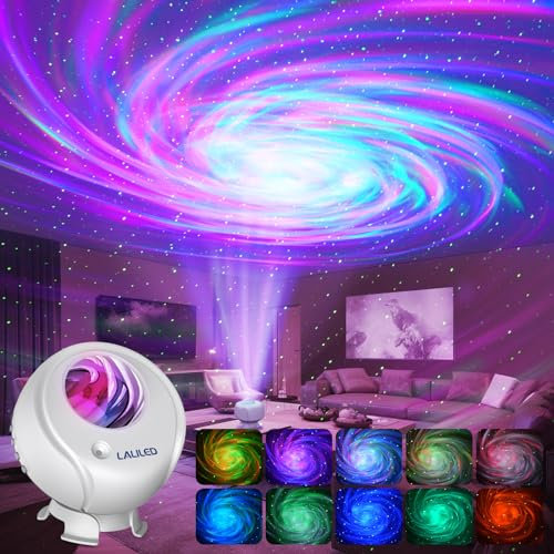 Laliled Sternenhimmel Projektor,Galaxy Projector LED Sternenprojektor mit Fernbedienung Bluetooth Timer Nachtlicht für Kinder Zimmer Party Deko (Weiß)