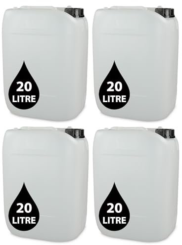 4 x 20L JERRY CAN - UN Approved Stackable Bottle Container + 61mm Tamper Evident Cap | Perfect for Storage of Water Liquids