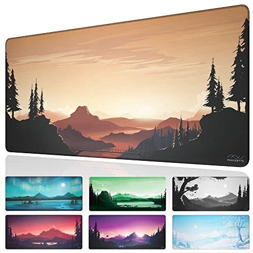 PhaseByte River Peak Extended Gaming Mouse Pad Large - Non-Slip Gaming Mouse Mat with Stitched Edges, Smooth Micro-Fiber Computer Desk Mat, Hand Washable Large Mousepad, 35.4x15.7,900x400x4mm