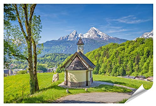islandburner XXL Bild Poster Schöne Aussicht Berühmte Kapelle Lockstein Berg Watzmann Nationalpark Berchtesga Premium Bilder Fotodruck
