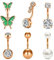 Mayhoop Piercing Ombelico 14G 10mm Acciaio Chirurgico Oro Rosa Farfalla Piercing all'ombelico per Le Donne 6 Pezzi