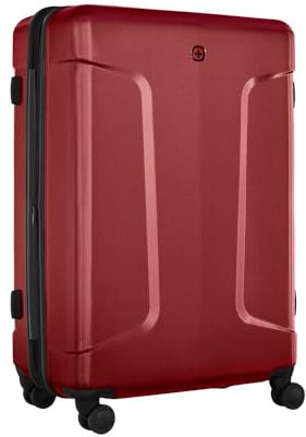 Wenger Legacy L Hard-Shell Suitcase, 99/115 l Expandable, TSA Lock, Red | Large 52 x 76 x 30 cm suitcase for long-distance travel with 4 double wheels, double-coil zipper and telescopic handle