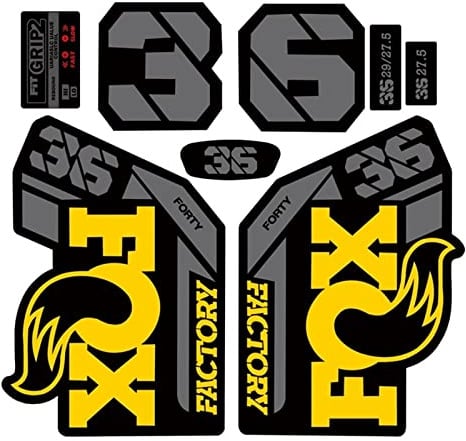 BERFFX Fahrradgabelaufkleber F-O-X 36 Fahrradgabelaufkleber Mountainbike 36 Vorderradgabelaufkleber Fahrradaufkleber Stoßdämpferaufkleber Selbstklebende Aufkleber (Color : Yellow)