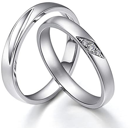 AMDXD 950 Platin Ringe Diamant 0.03ct, 2er Diamantring Klassiker Design Solitärring Verlobungsring Hochzeitsring, Damen 56 & Herren 67, Echte Goldschmuck