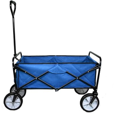 Faltbarer Gartenwagen Transportwagen Bollerwagen Handwagen Rollenwagen Gerätewagen Strandwagen bis zu 70kg belastbar Blau