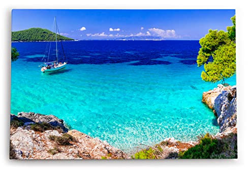 Paul Sinus Wandbild 120x80cm Karibik Insel Südseeparadies Segelboot Meer Türkis